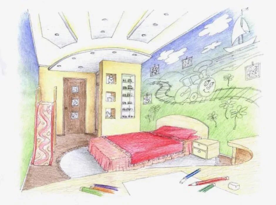Комната мечты 7 класс. Моя комната рисунок. Рисунок детской комнаты. Комната мечты рисунок. Интерьер моей комнаты рисунок.