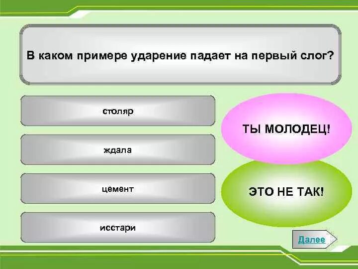 В каком примере пропущена. Призыв ударение. в каком случае ударение падает на первый слог. молодцы ударение.