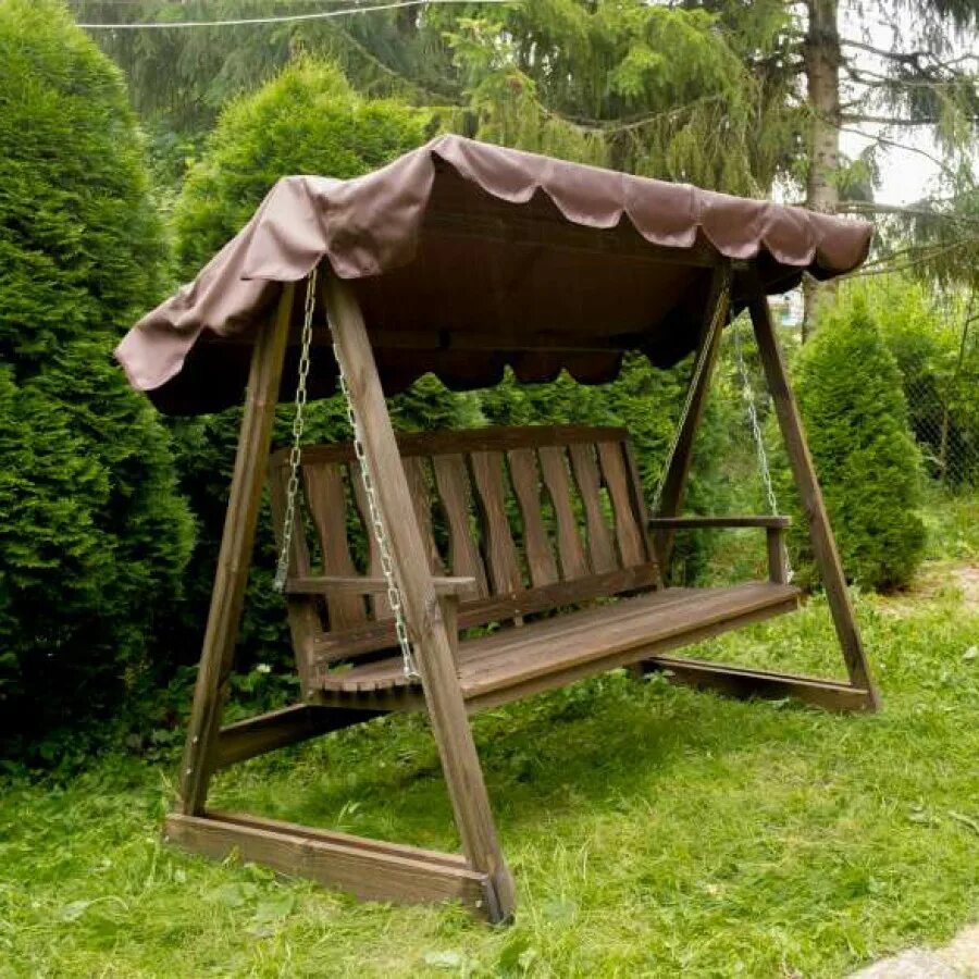 Качалок фото для дачи Dakota Fields Lenore 2 Person Solid Wood Porch Swing with Canopy