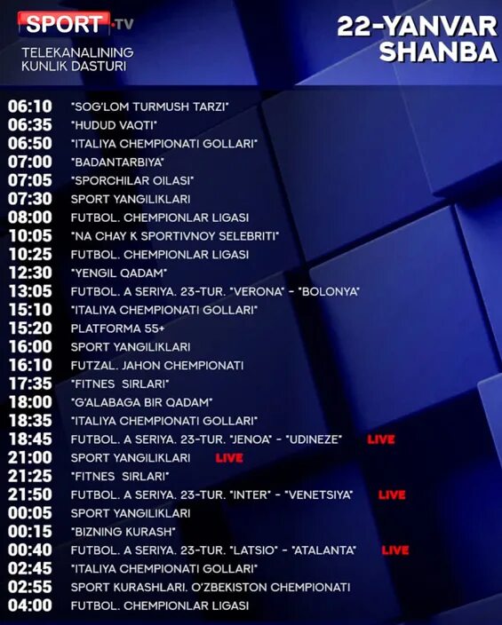 Sport jonli efir uzbek tilida. Sport TV Jonli efir Uzbek Tilida. Sport TV Jonli efir Futbol. Sport tv2 Jonli efir. Sport telekanali ko'rsatuvlar dasturi спорт янгиликлари.