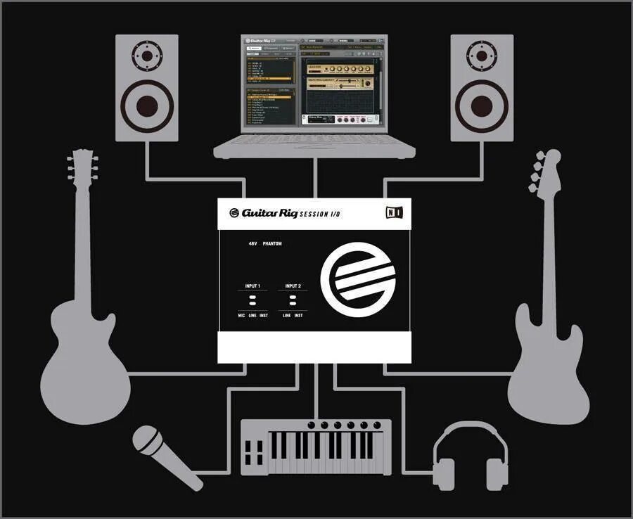 Гитара через звуковую карту. Внешняя звуковая карта native instruments Guitar Rig session. Подключение электрогитары к внешней звуковой карте. Звуковой для электрогитары.