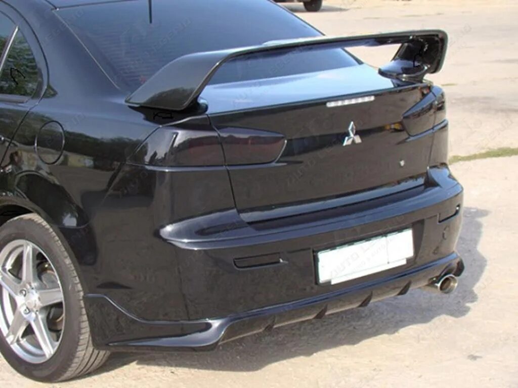 Купить тюнинг накладки. Mitsubishi Lancer 10 EVO Spoiler. Обвес Zodiak Mitsubishi Lancer 10. Задняя накладка Зодиак Mitsubishi Lancer 10. Mitsubishi Lancer 10 накладка EVO.