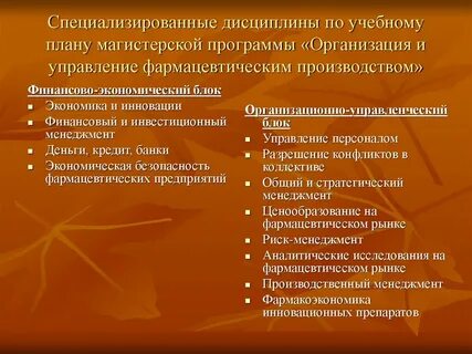 Дисциплины магистратуры