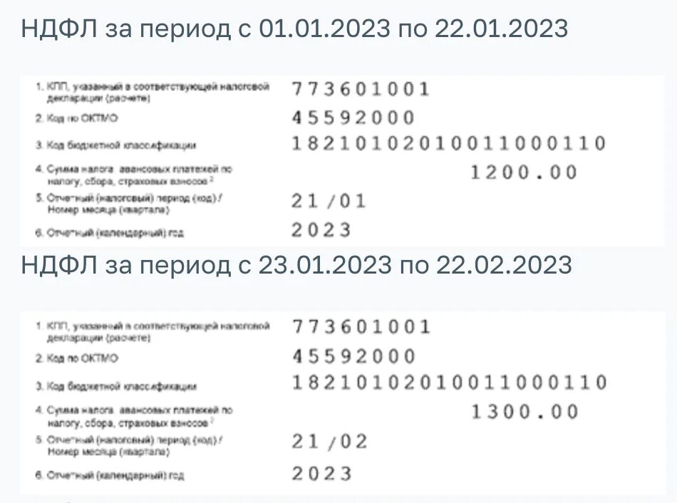 Уведомление за октябрь 2023