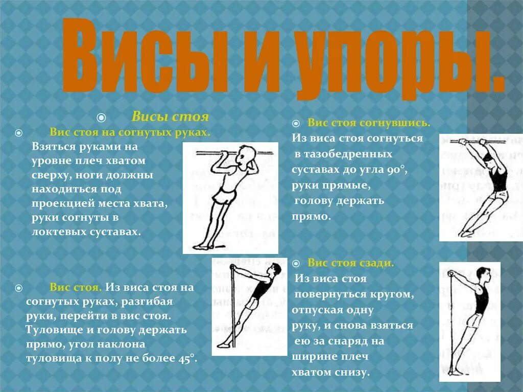 Висы и упоры техника выполнения