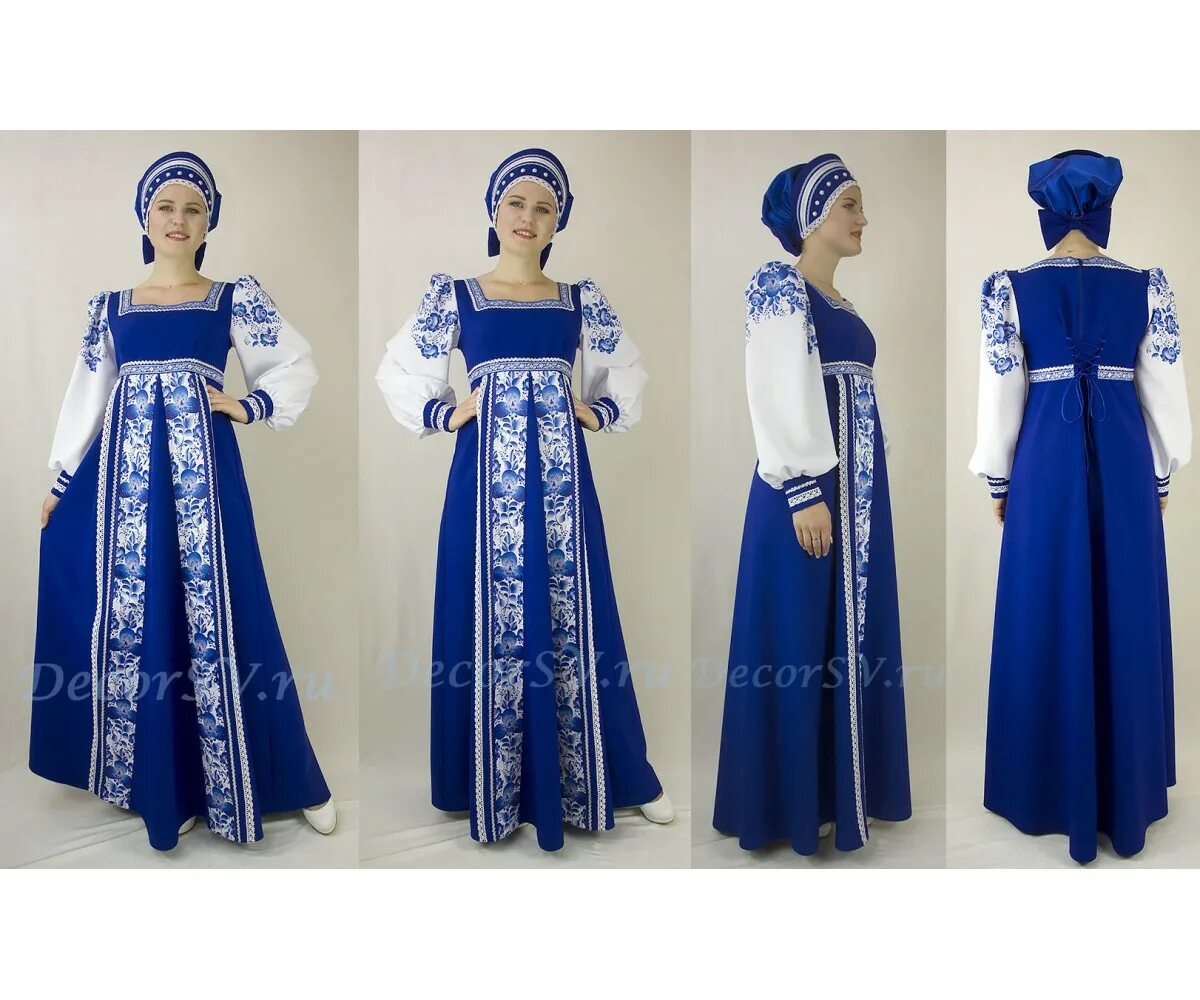 DECORSV народные костюмы. Синее платье в народном стиле. Костюм в стиле Гжель. Голубон народный костюм. Синее русское платье