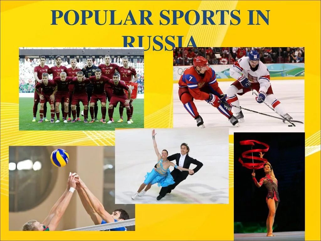 Are sport popular in russia. Спорт в России презентация. Виды спорта на английском. Презентация по английскому языку спорт в России. Популярный русский виды спорта.