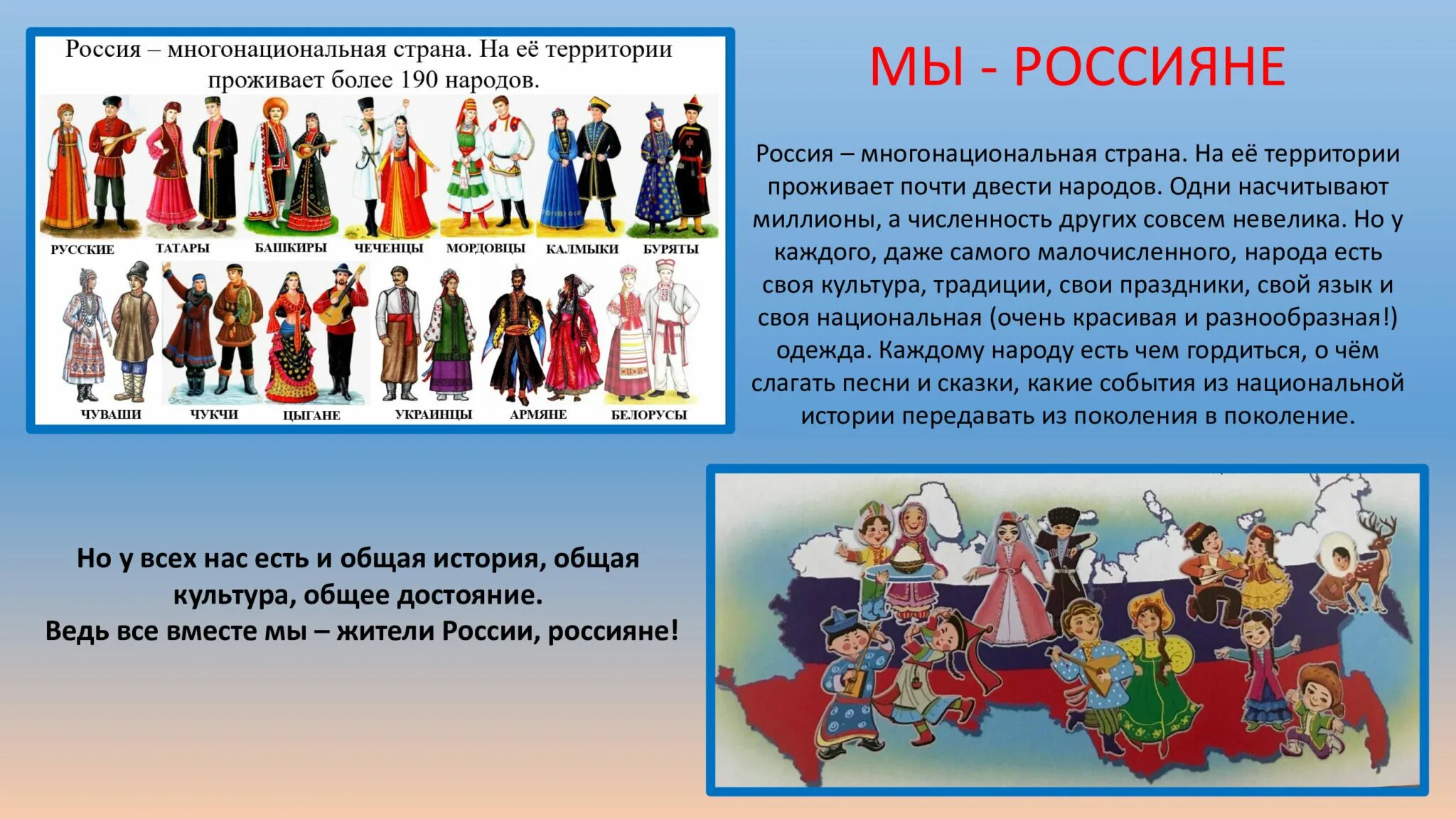 5 народов россии название. Многонациональная культура России. Общие достояния народа. Разные народы России. Общее достояние народов России.