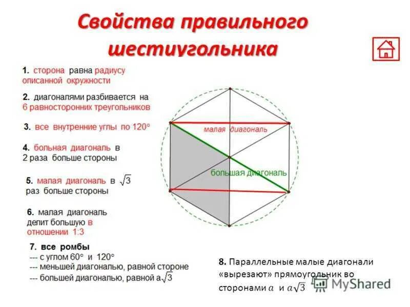 Площадь основания 6 угольника. Параметры правильного шестиугольника. как определить углы шестиугольника. свойство диагоналей правильного шестиугольника. диаметр правильного шестиугольника.