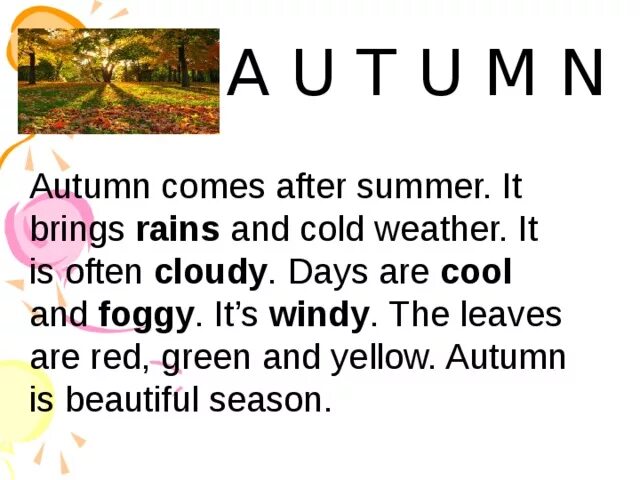 In autumn it is often