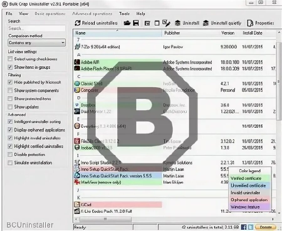 Bulk crap. Bcuninstaller. bulk crap uninstaller. портативная программа картинки. advanced editor tools.