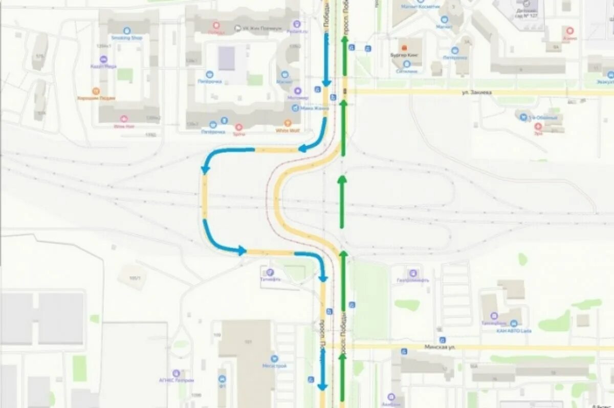 Закрытие дорог казань 2024. Развязка Вознесенский тракт Казань. Эстакада на проспекте Победы Казань. Вознесенский тракт Казань схема. Схема движения автомобильного транспорта.