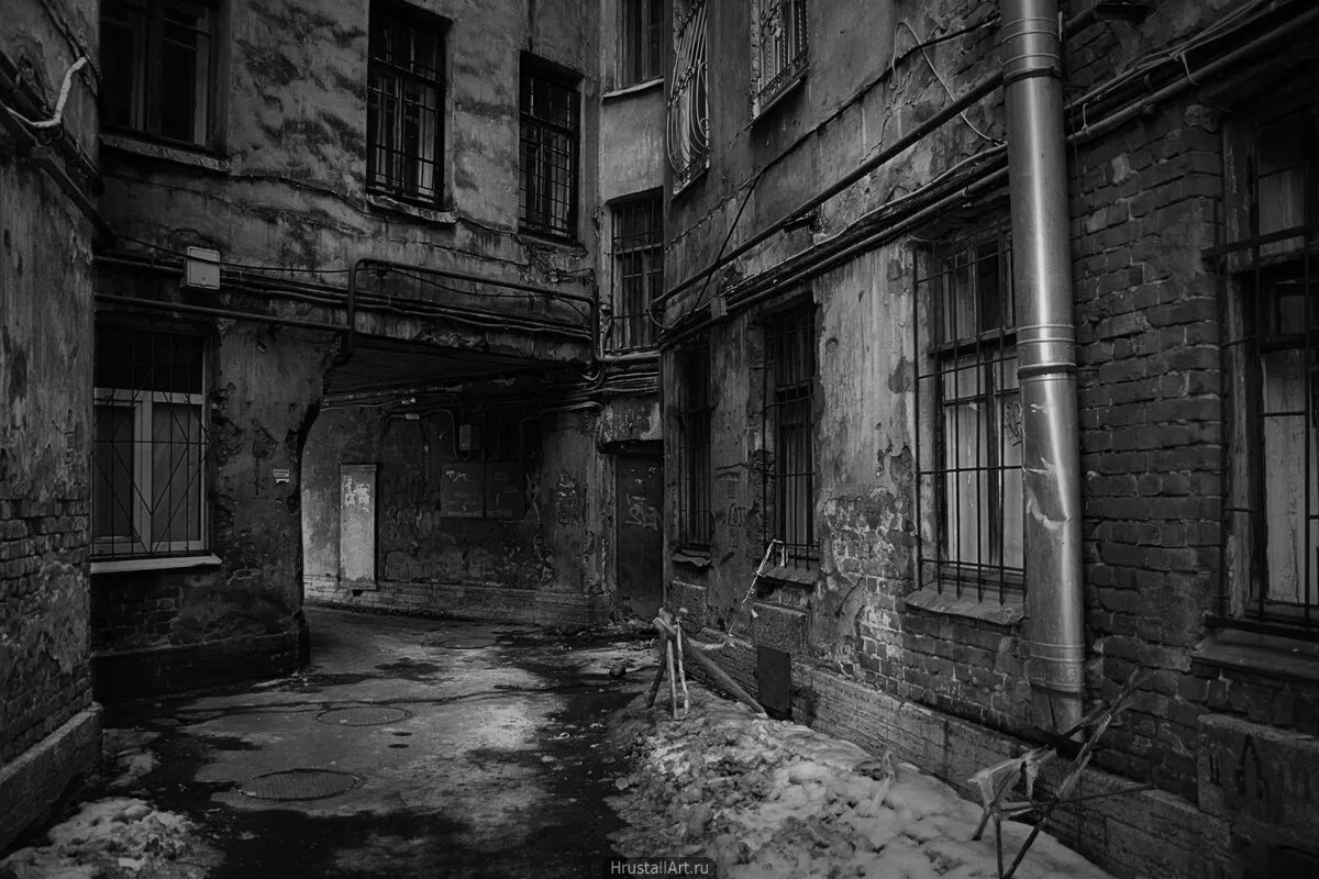 черно белый двор