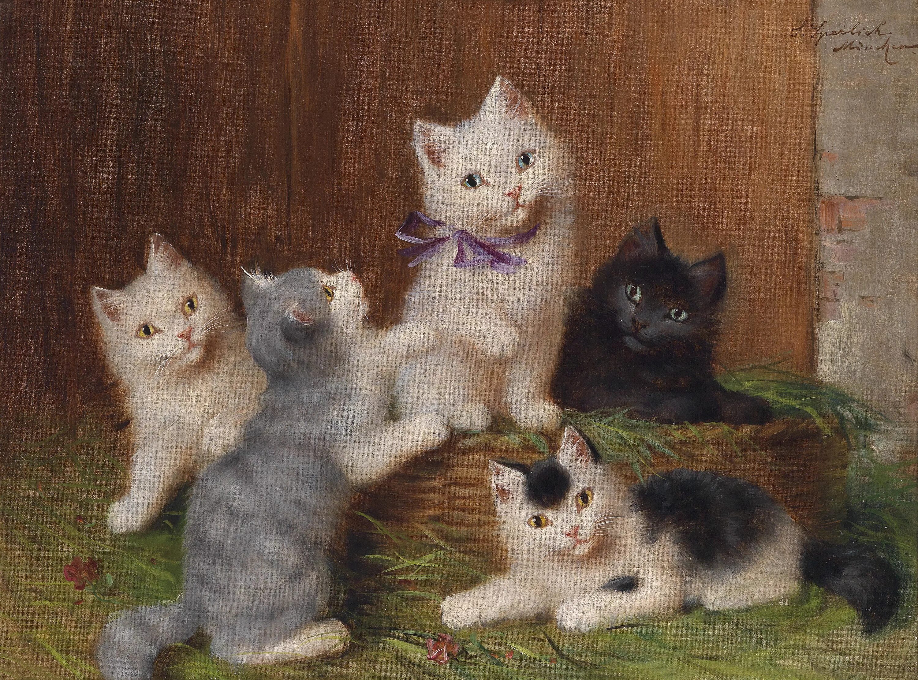 Играть 5 котят. Картина котенок. Котенок живопись. Пять котят. Картина пять котят.