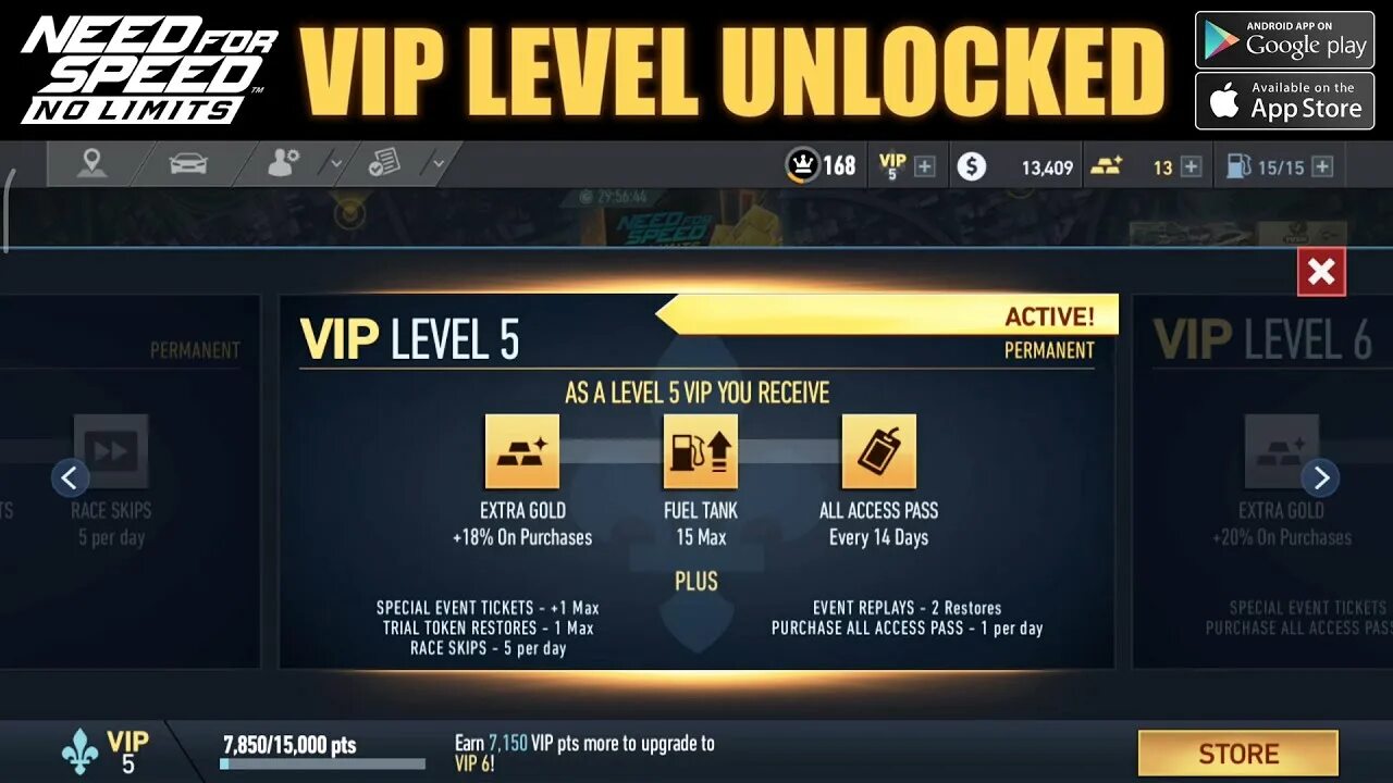 No limits gold. Last Day VIP lvl 5.