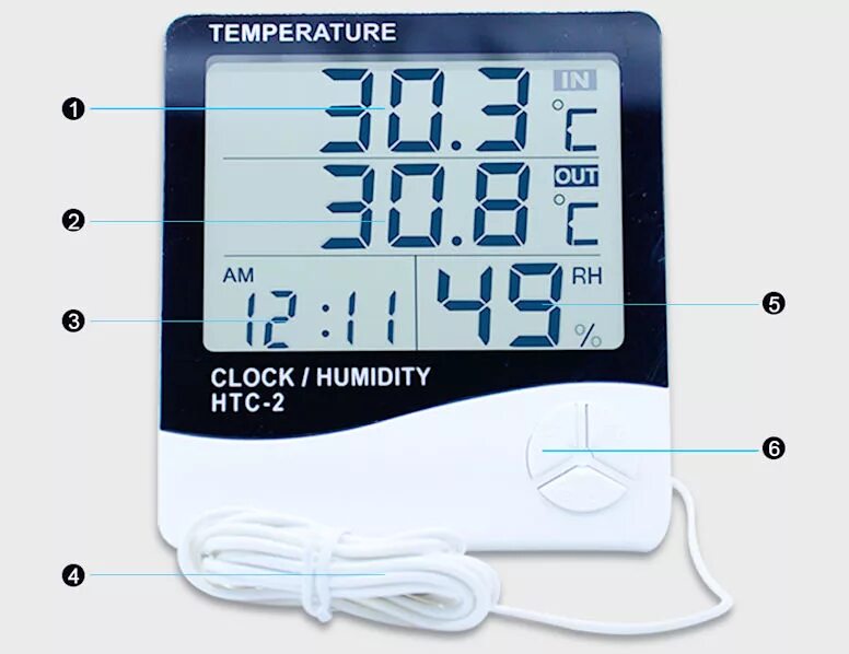 Метеостанция термометр и гигрометр HTC-2.. HTC-2 цифровой термометр-гигрометр. Цифровой термометр HTC-2. Электронный гигрометр HTC-2. Как настроить термометр с часами