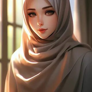 красивая девушка, масульманка,в хиджабе,аниме-реализм, красиво, эстетично, ...