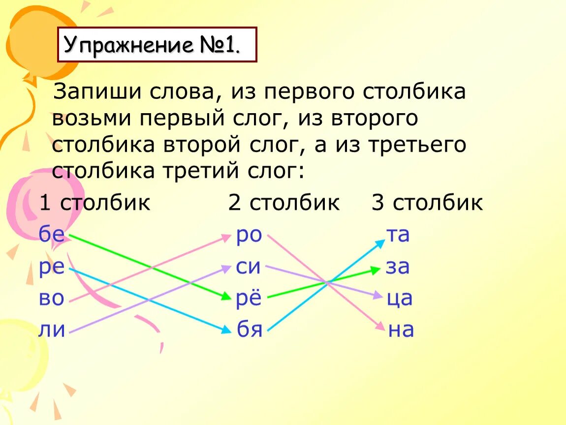 Третий слог ударный в слове. Слова в 2 столбика. Слова в три столбика ударный первый слог второй слог,третий слог.. Взаимосвязь в 2 столбика. Соедини слова первого и второго столбиков . Запиши.