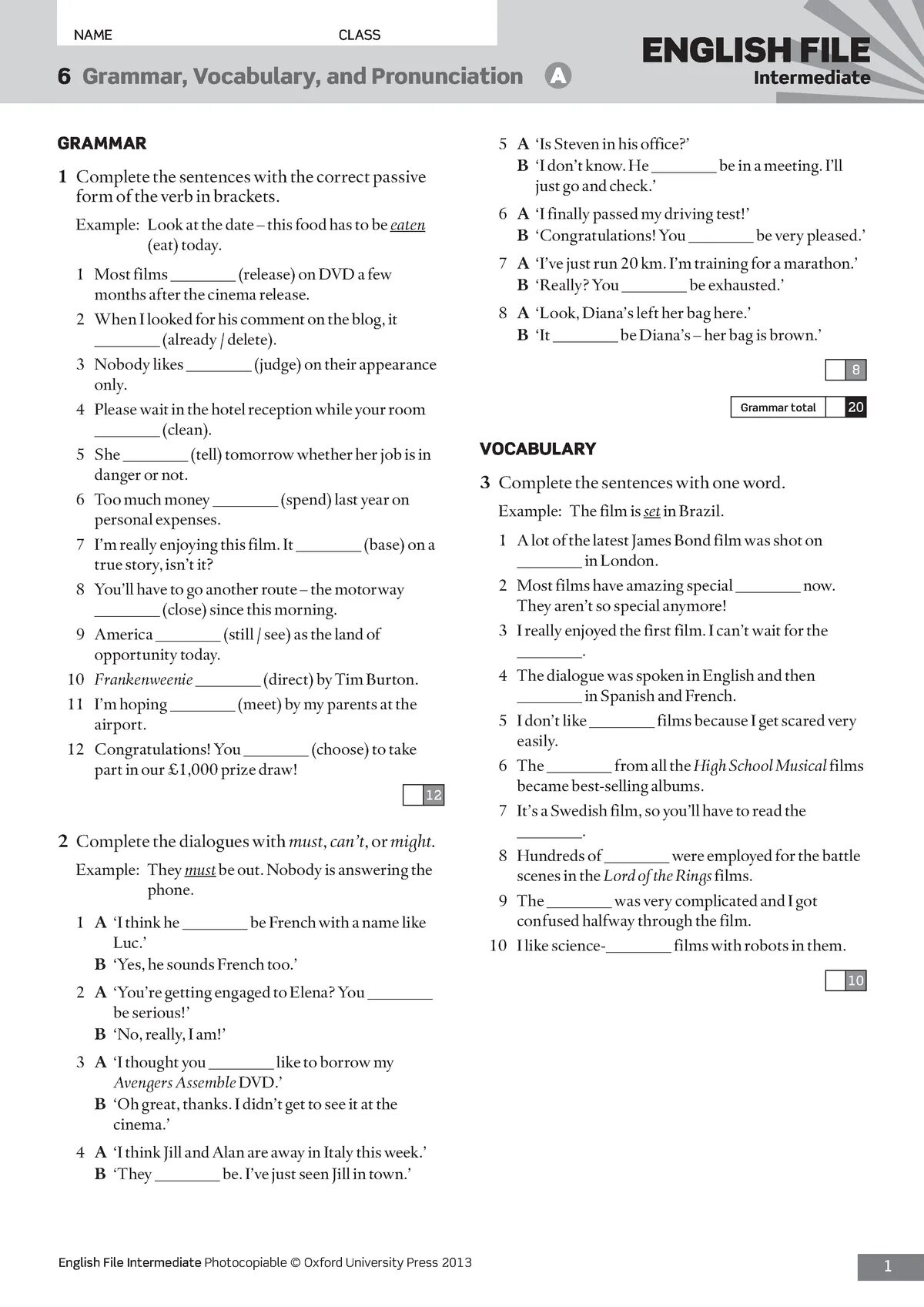 Pre intermediate test. Pre intermediate test