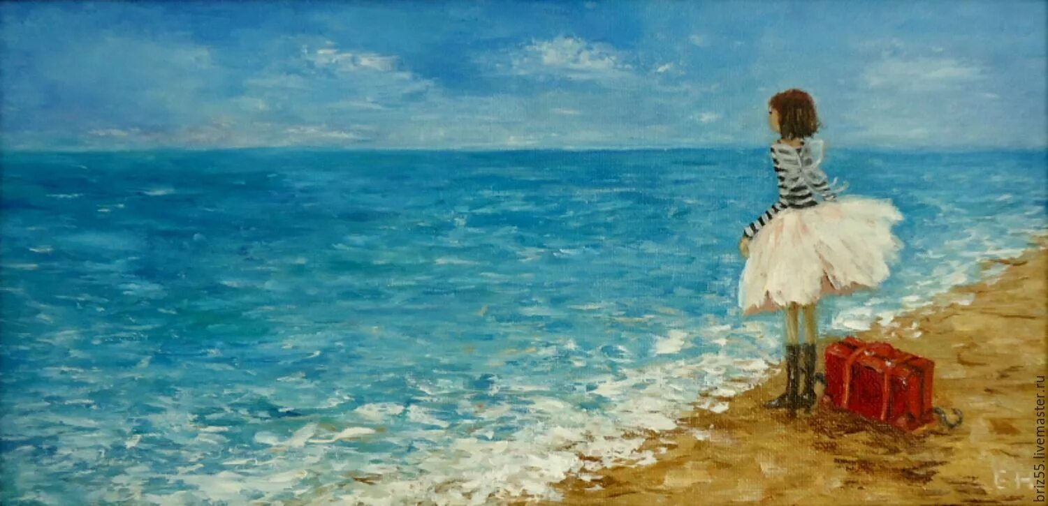Люди мечтают о лете. Девочка на море. Мечты о море. Картина девушка на берегу. Девушка у моря картина.