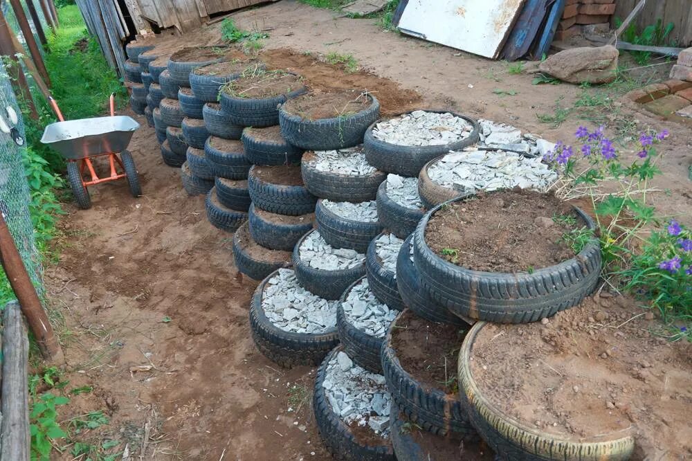 tire planters Tire garden, Backyard garden, Backyard garden design