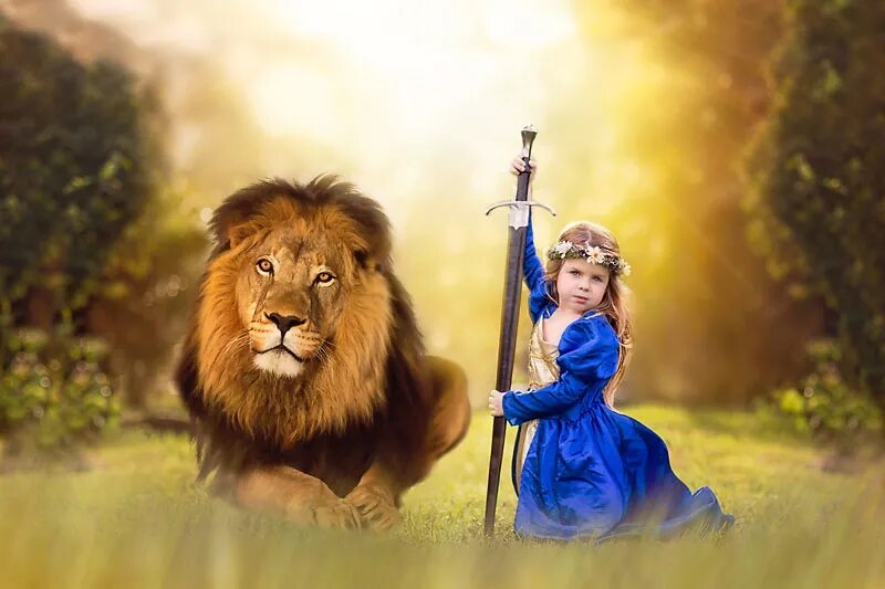 лев для детей. фотосессия со львом. девушка и лев. девочка и лев. дама со львом.