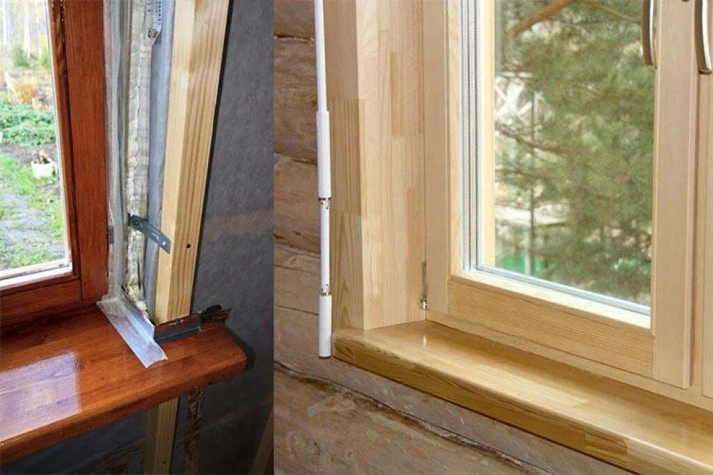 Установки деревянных откосов окна
