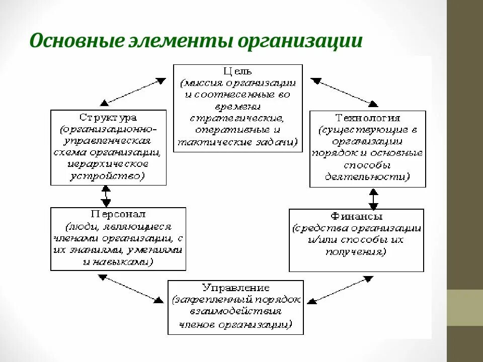 Элементы составляющие организацию