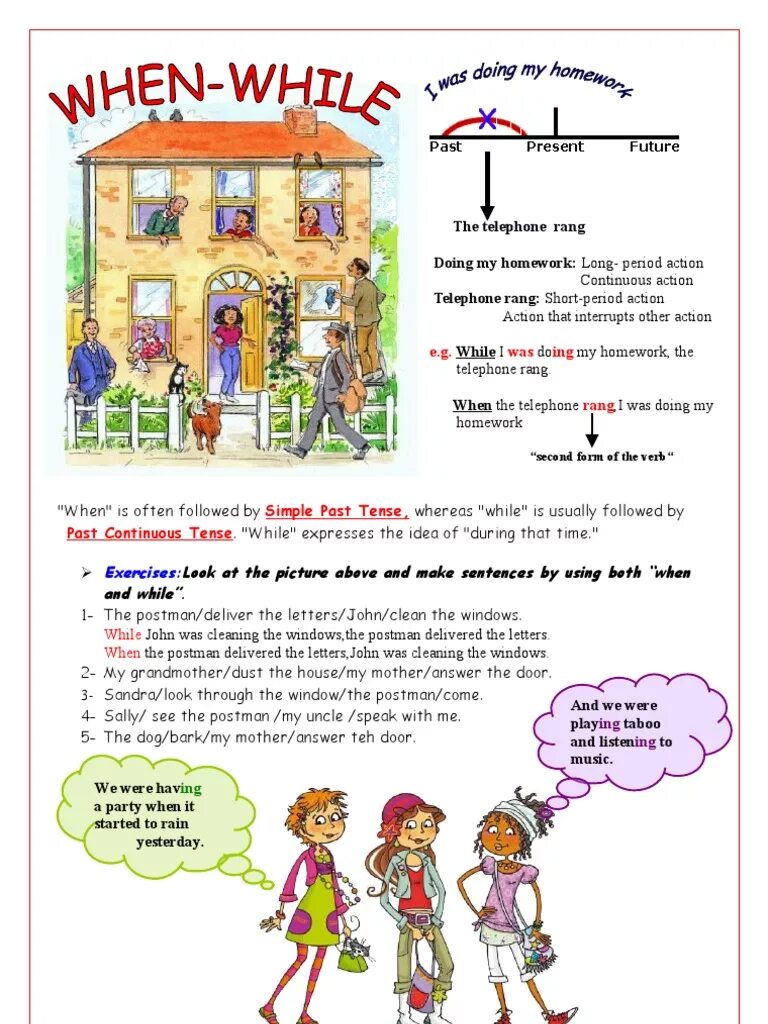 Паст континиус when. When past simple past continuous. when while worksheet. past continuous when while worksheets. when while past continuous и past simple worksheets.