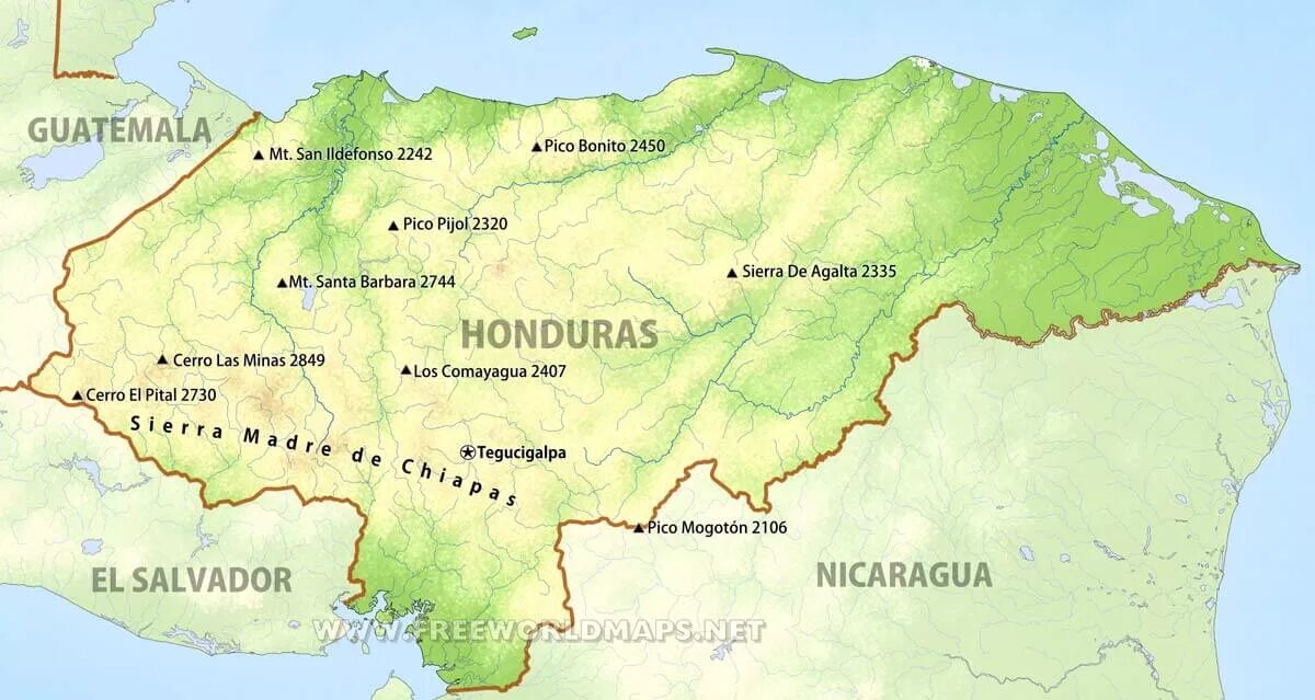 Столица гондураса на карте. Гондурас на карте. Гондурас физическая карта. Гандурас или Гондурас.