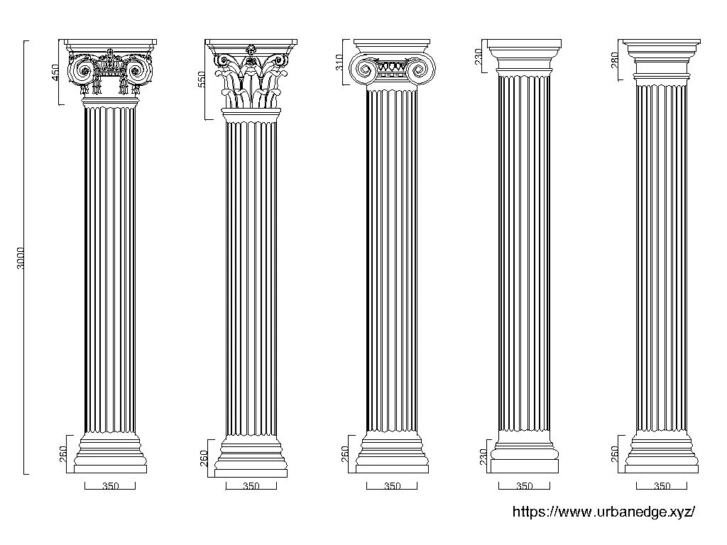 Class column. Columns dwg. колонна барокко bora чертеж. pillar 101. barocco column dwg.