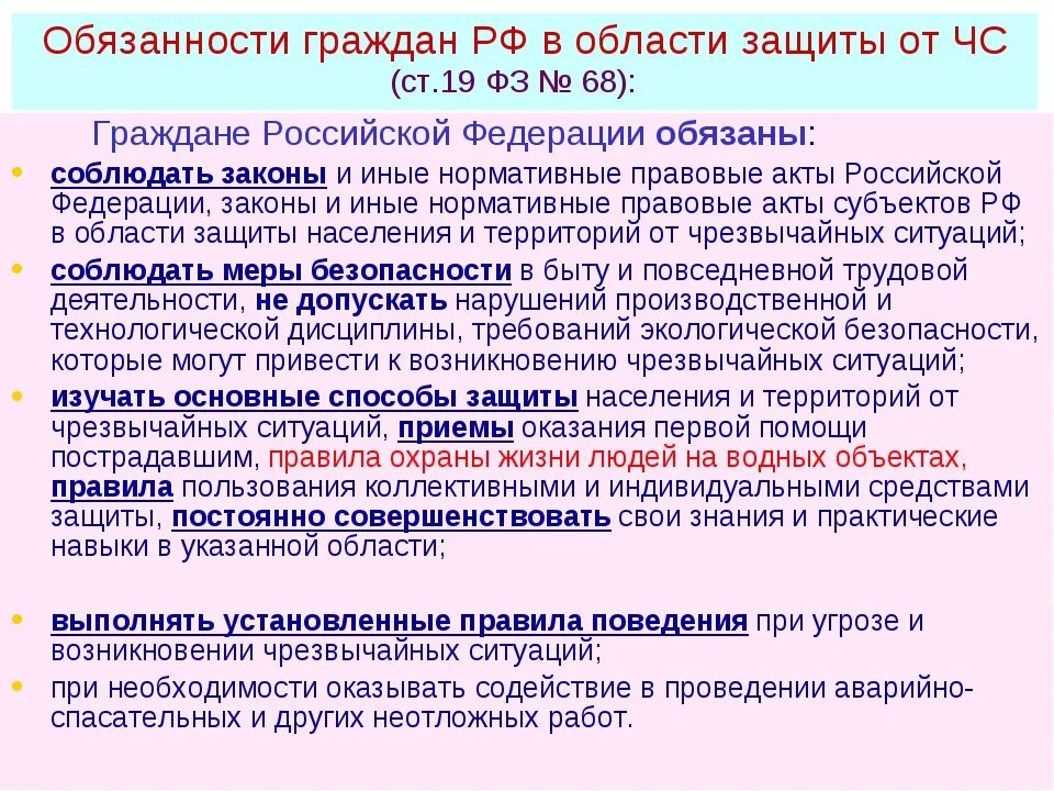 Что обязаны граждане в соответствии фз. Обязанности граждан в области защиты населения и территорий от ЧС. Обязанности граждан в области ЧС. Обязанности граждан в области защиты от чрезвычайных ситуаций.