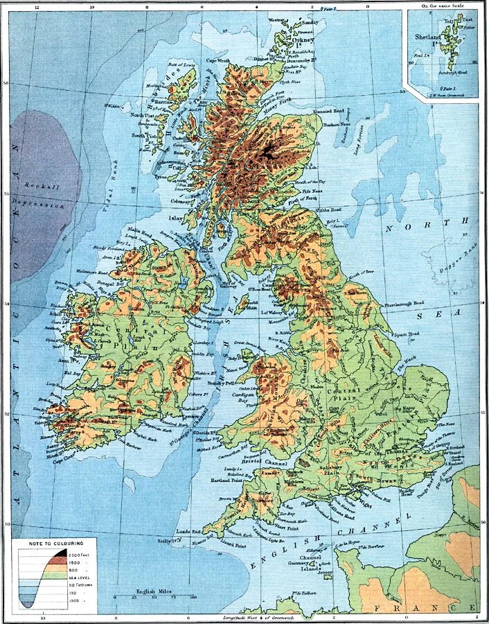 Seas of britain. Рельеф Великобритании карта. Остров Великобритания на физической карте. Физическая карта Великобритании. Рельеф британских островов.