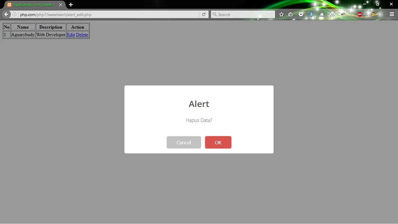 Alert template. Alert php.