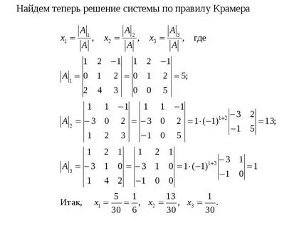 Метод крамера алгебра