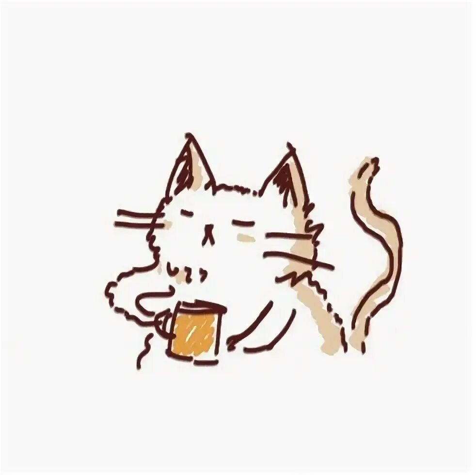 Кот с кофе мем The cat in a straw hat is holding a cup of black coffee and a croissant. White b
