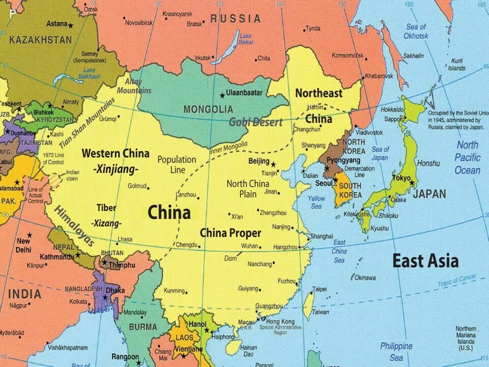 Америка не является частью азии. Карта Юго-Восточной Азии и Китая. Восточная Азия на карте. Китай на карте Азии. Китай и Корея на карте.