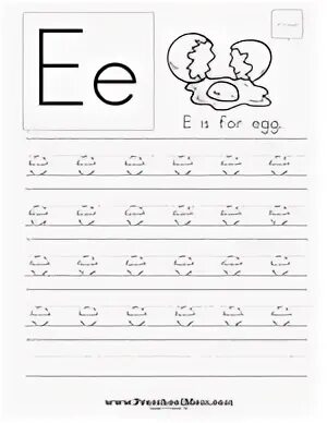 Letter e worksheets for kids