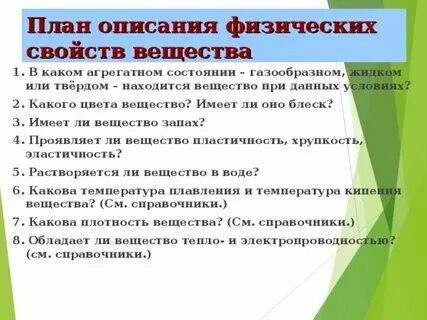 Охарактеризовать вещество по плану