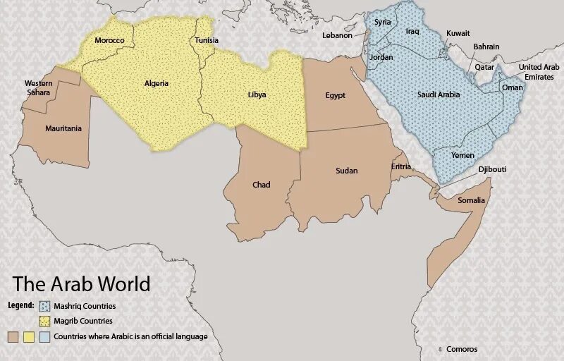 Магриб и машрик. Арабский мир карта. Арабские страны на карте.