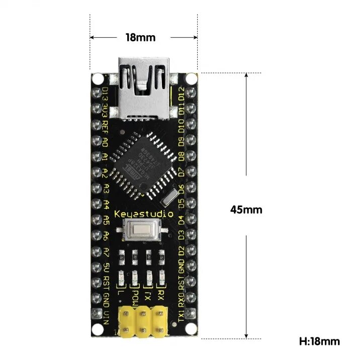 Arduino nano порты. Корпус для ардуино нано. кейс для ардуино нано. arduino нано 13 пин. ардуино нано размеры.