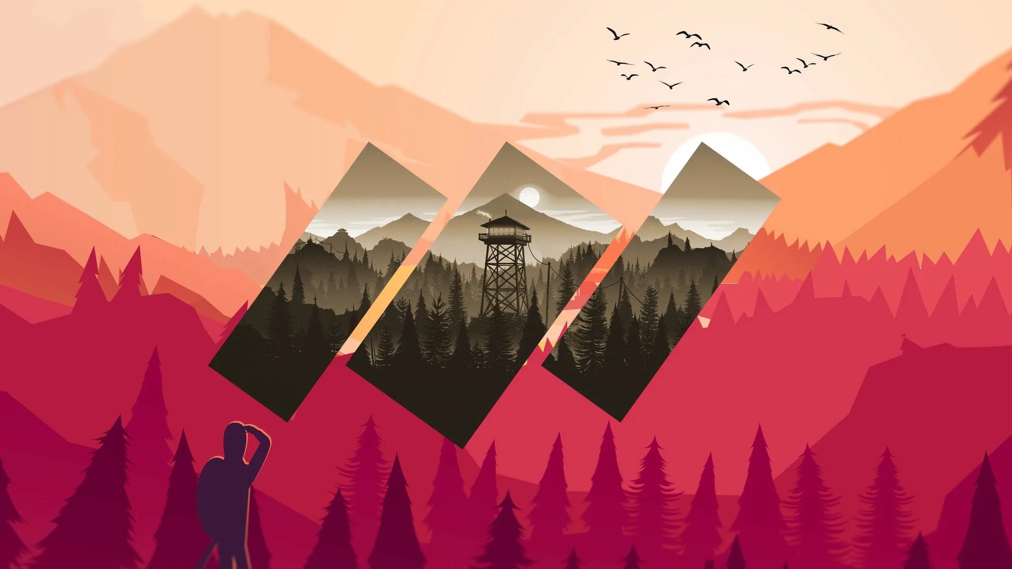 Firewatch Юджин. Firewatch Campo Santo. Firewatch 2560 х 1440. Flat never