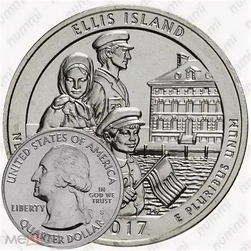 1 доллар 25 центов в рублях. США 25 центов 2022. Монета США - Ellis Island Liberty. 25 Центов 2022 двор s.