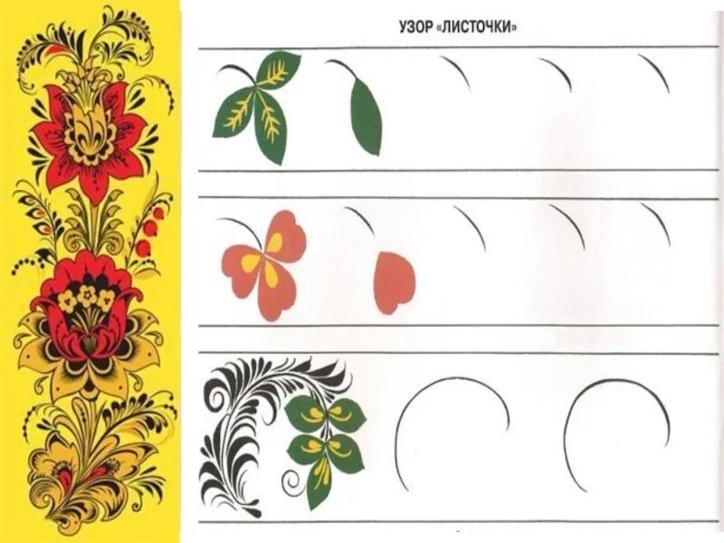 Элементы хохломской росписи узор листочки. Хохломская роспись ягодки. Элементы хохломской росписи и узор для детей старшей группы. Элементы хохломской росписи в подготовительной группе. Легкие росписи для детей.