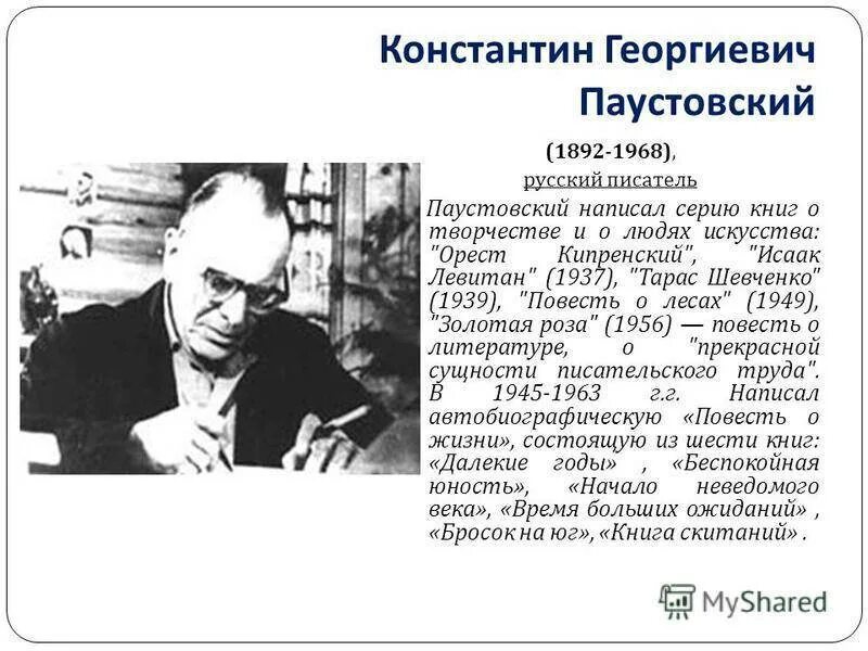 Интересное про паустовского. Краткая биография Паустовского. Жизнь и творчество к г Паустовского. Годы жизни Паустовского Константина Георгиевича.