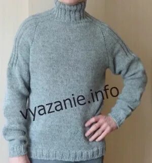 Мужской свитер реглан погон сверху спицами