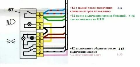 Распиновка кнопки света ваз 2110