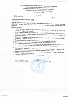 Приказ о введении пропускного режима