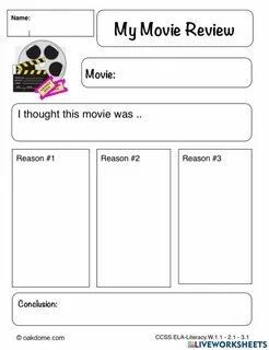 Movie review, Writing, worksheet, exercise, online activity, Interactive wo...