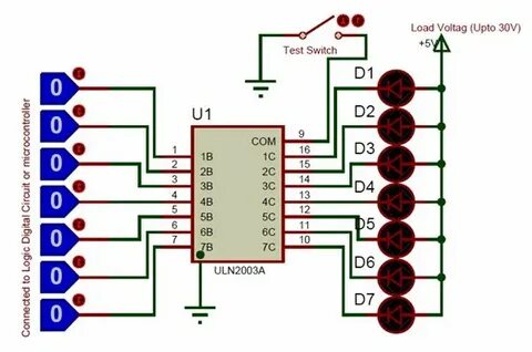 Uln2003 схема включения